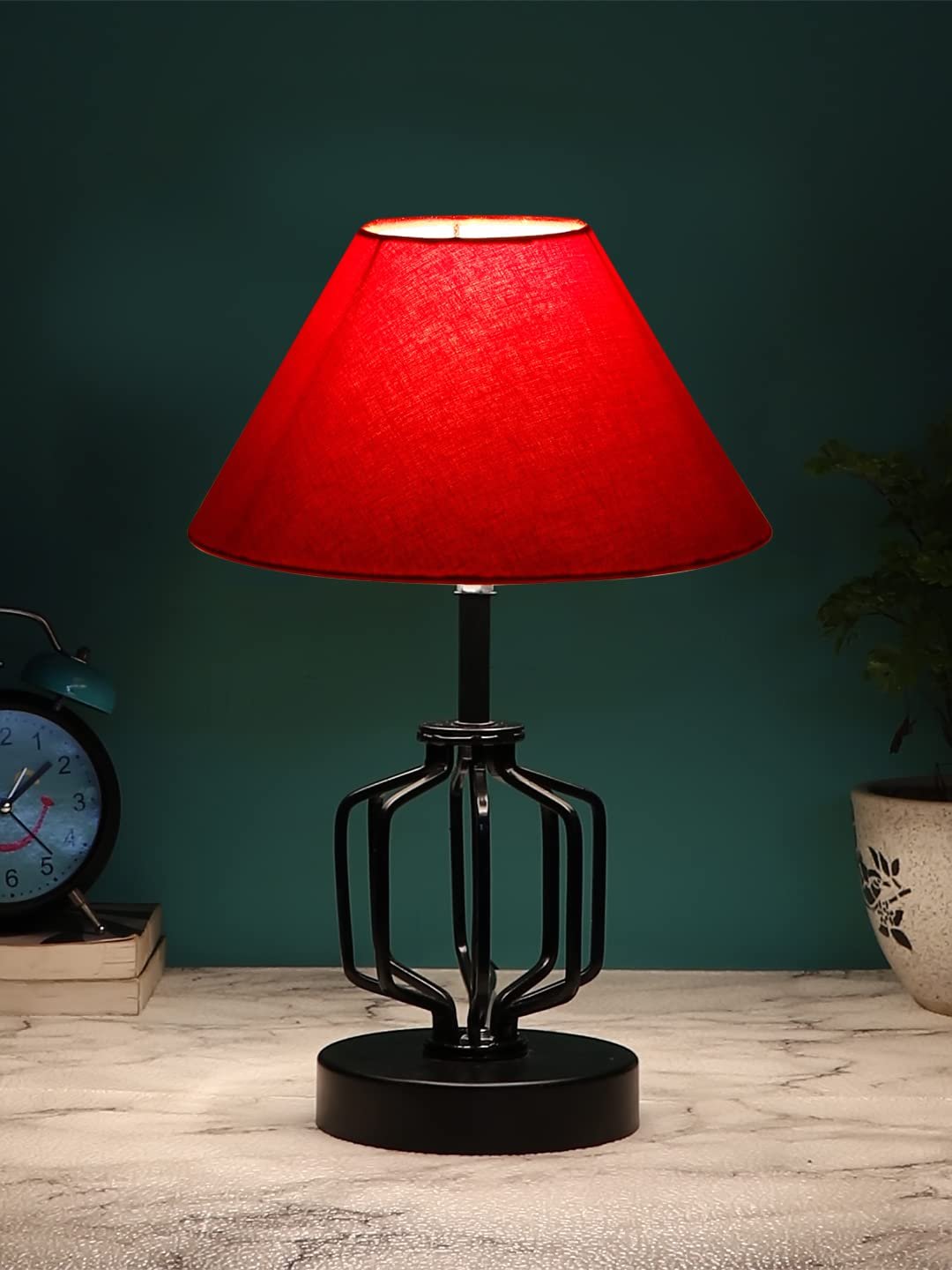 Red Cotton Table lamp with Iron Base(122)