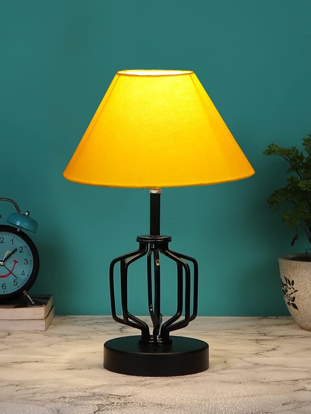 Yellow Cotton Table lamp with Iron Base(124)