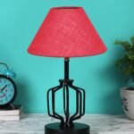Pink Jute Table lamp with Iron Base(128)