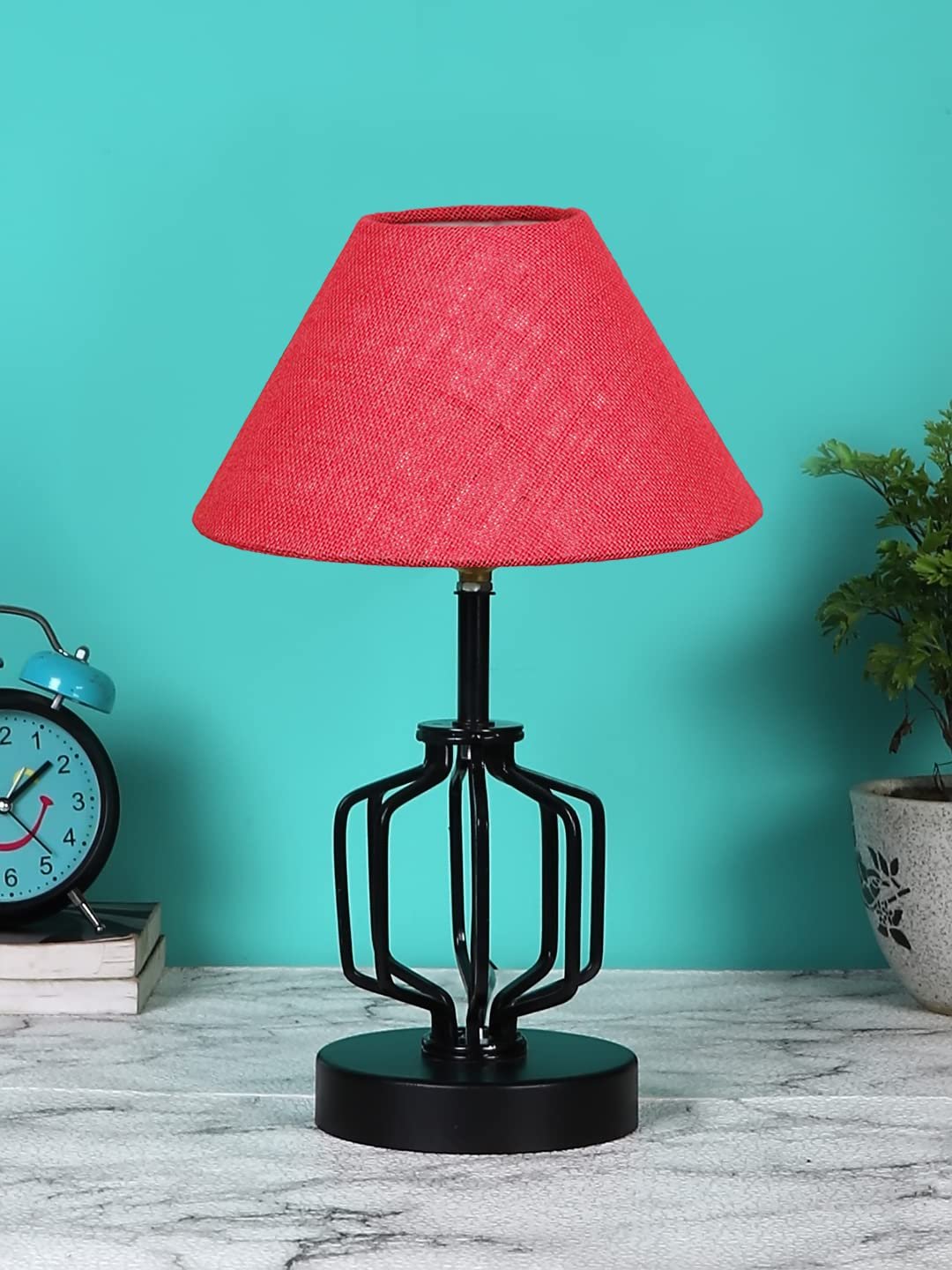 Pink Jute Table lamp with Iron Base(128)