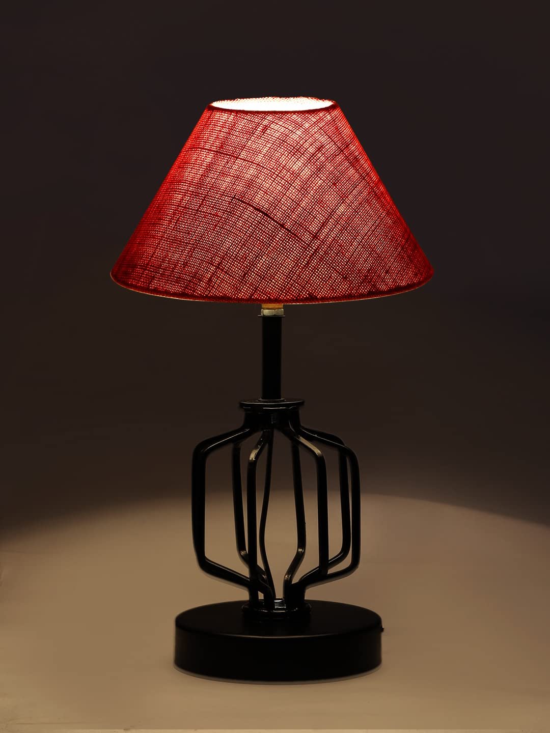 Pink Jute Table lamp with Iron Base(128)
