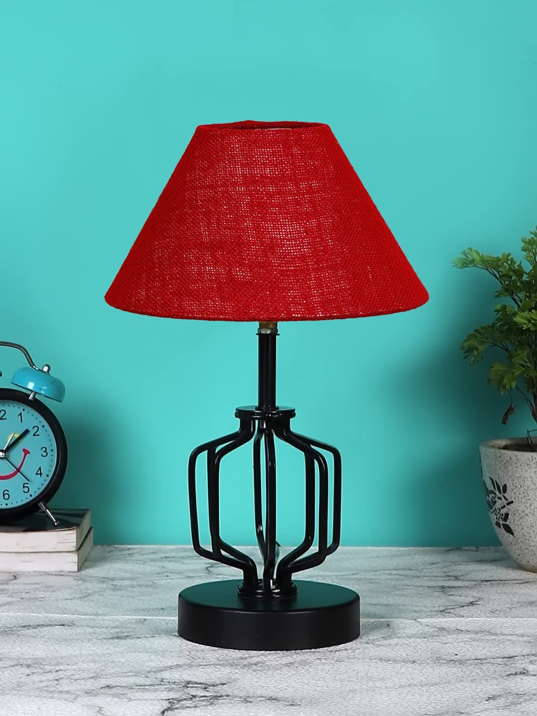 Maroon Jute Table lamp with Iron Base(129)