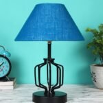 Turquoise Jute Table lamp with Iron Base(131)