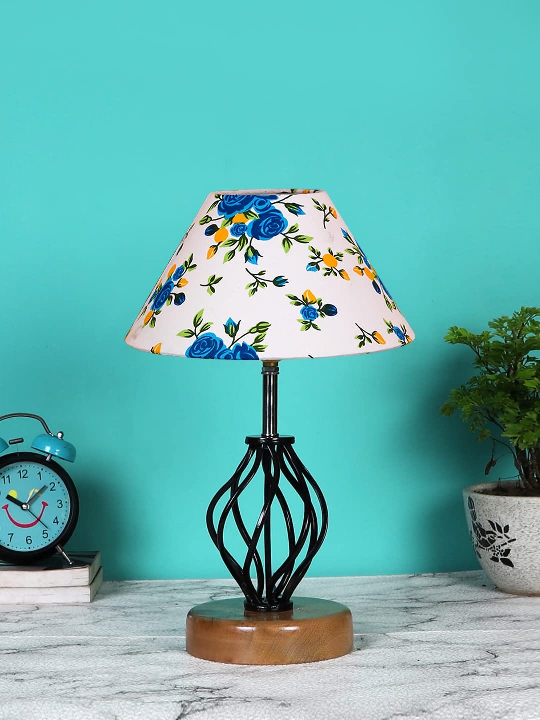 Multicolor Cotton Table lamp with Wood & Iron Base(13)