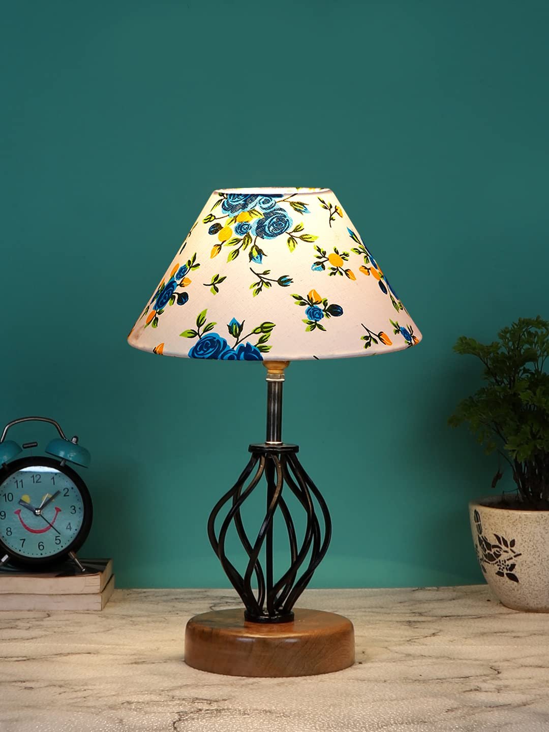 Multicolor Cotton Table lamp with Wood & Iron Base(13)