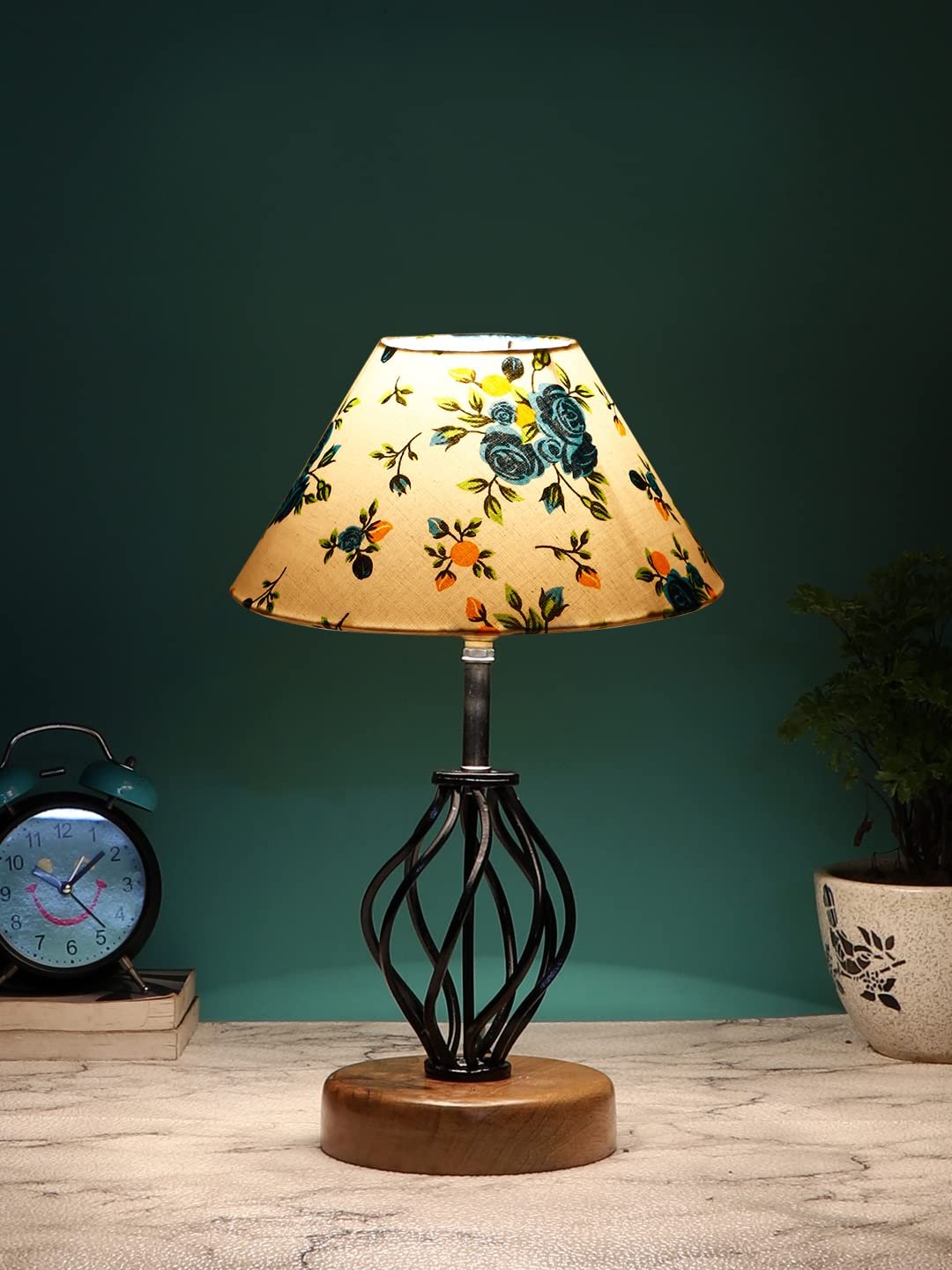 Multicolor Cotton Table lamp with Wood & Iron Base(13)
