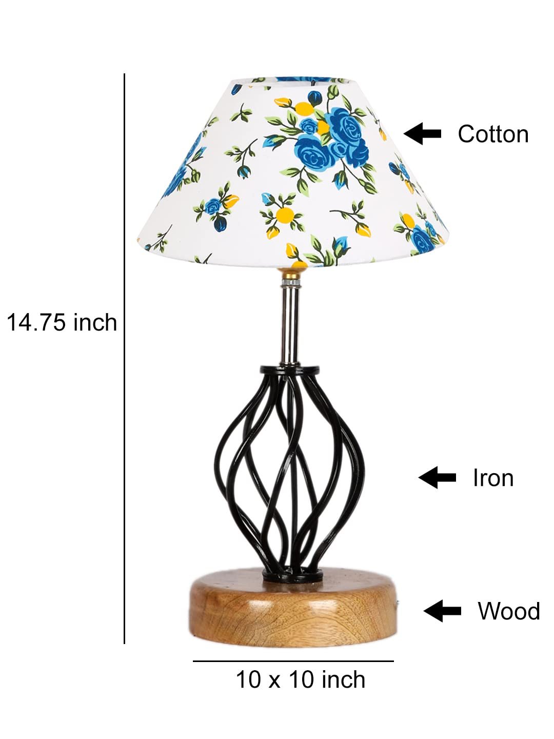 Multicolor Cotton Table lamp with Wood & Iron Base(13)