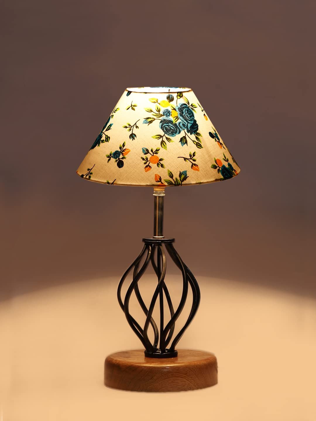 Multicolor Cotton Table lamp with Wood & Iron Base(13)