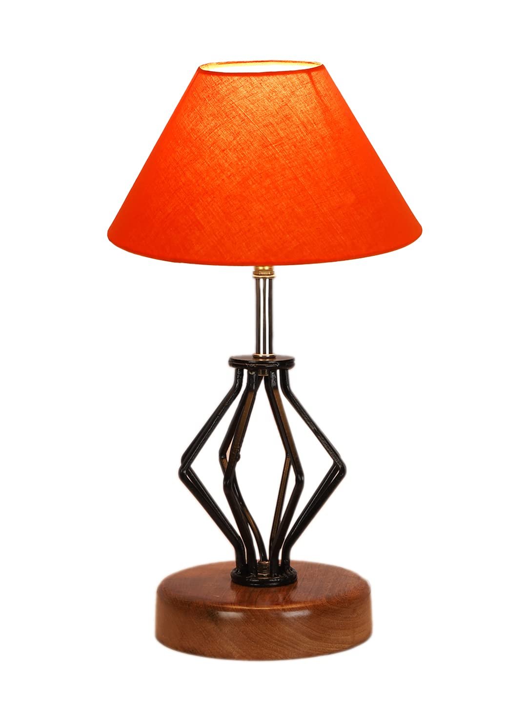 Orange Cotton Table lamp with Wood & Iron Base(140)