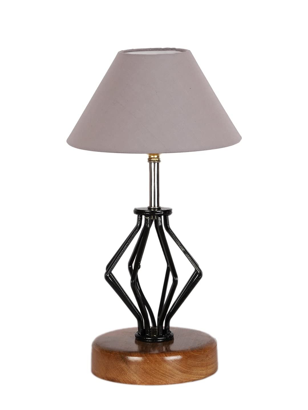 Grey Cotton Table lamp with Wood & Iron Base(142)