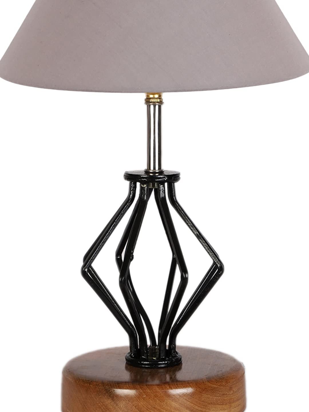 Grey Cotton Table lamp with Wood & Iron Base(142)