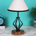 Multicolor Cotton Table lamp with Wood & Iron Base(143)