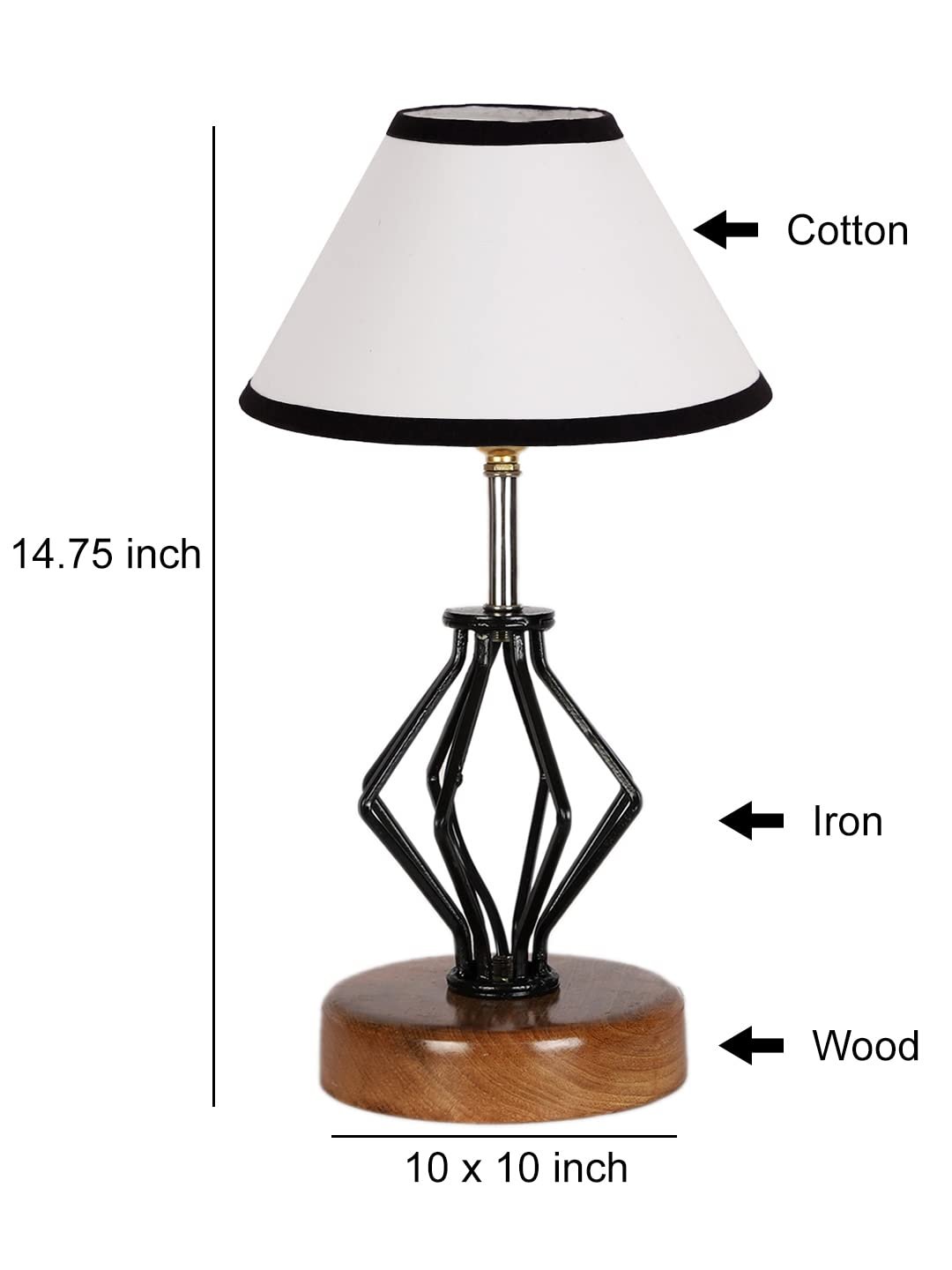 Multicolor Cotton Table lamp with Wood & Iron Base(143)