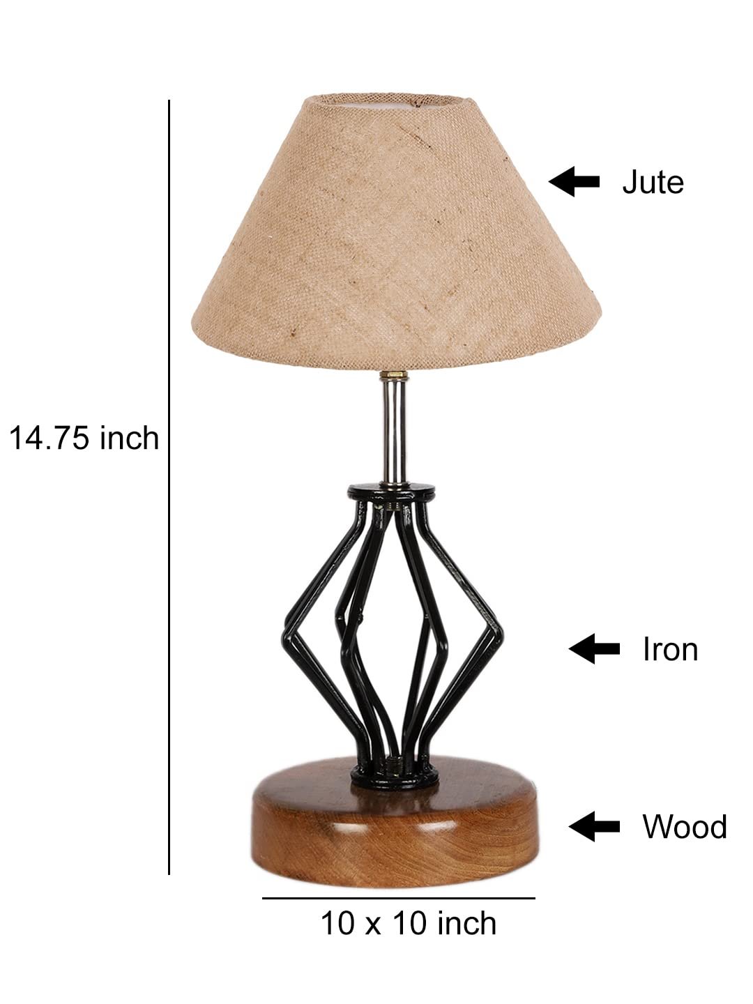 Beige Jute Table lamp with Wood & Iron Base(144)