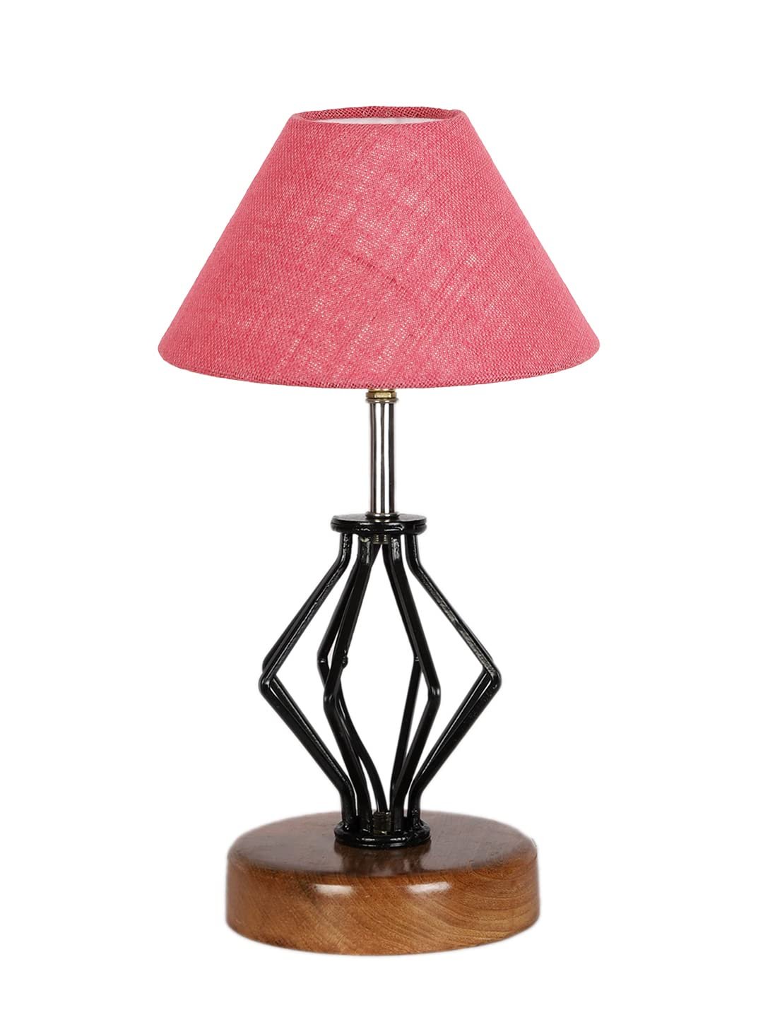 Pink Jute Table lamp with Wood & Iron Base(145)