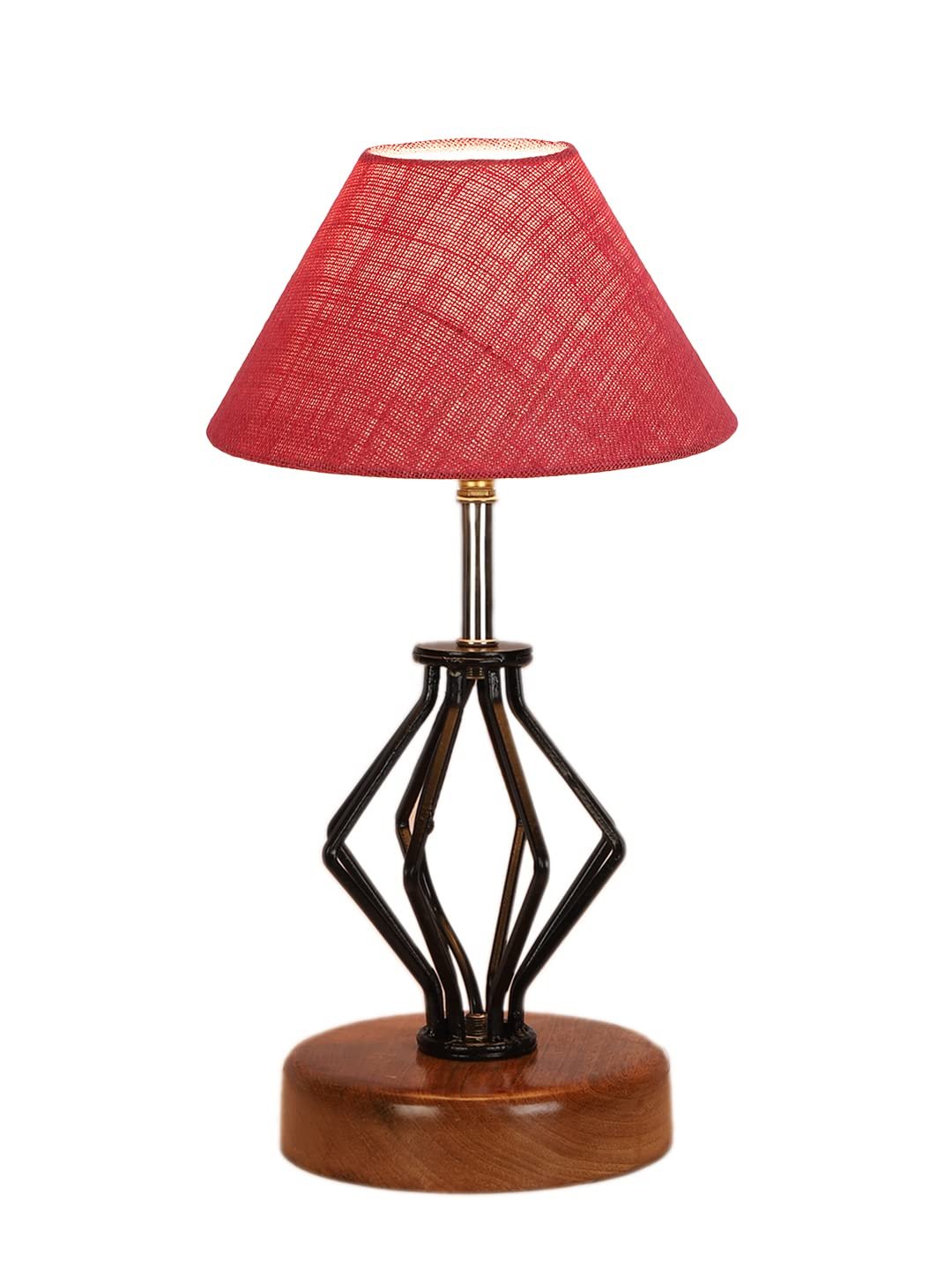 Pink Jute Table lamp with Wood & Iron Base(145)