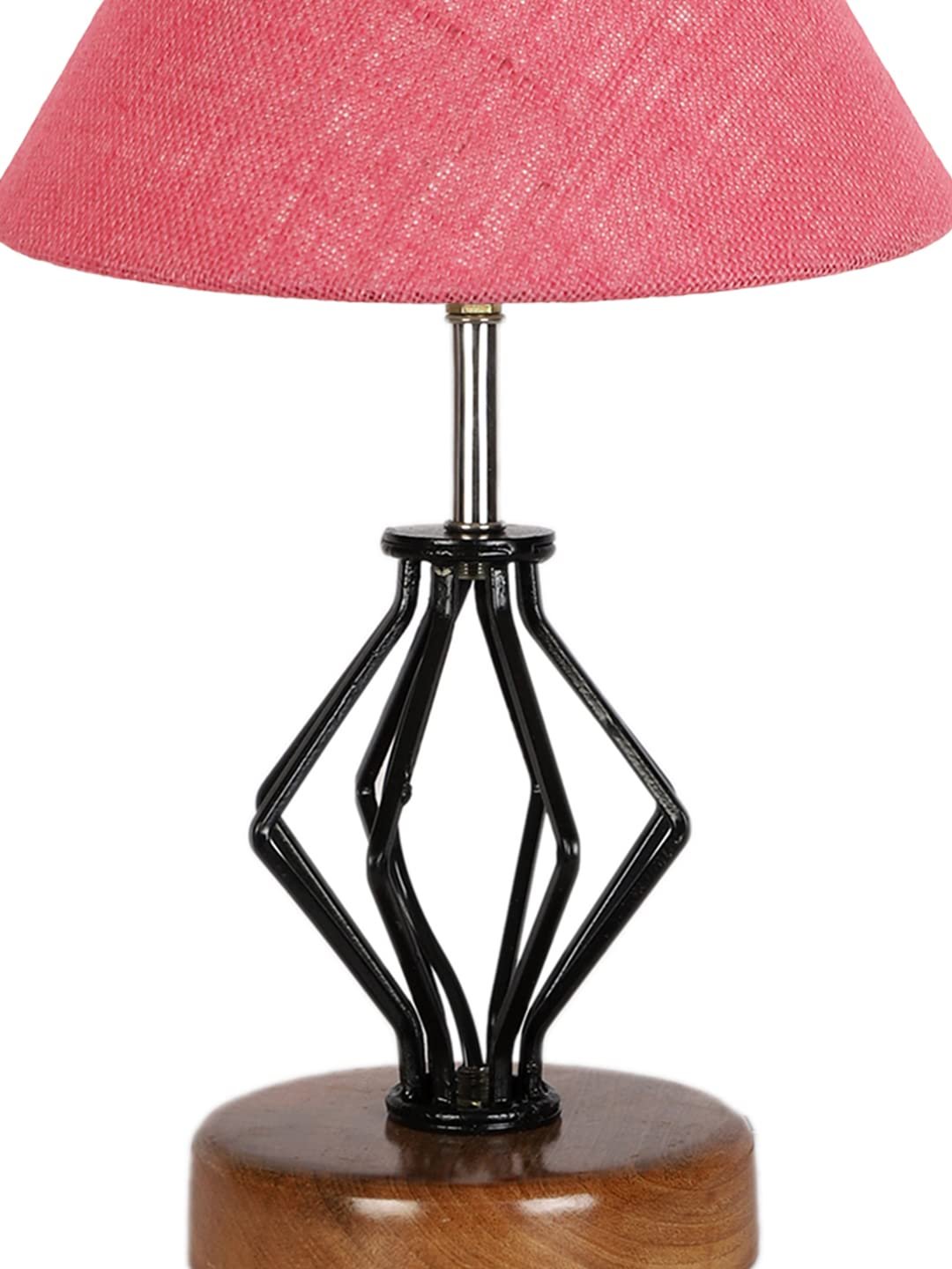 Pink Jute Table lamp with Wood & Iron Base(145)