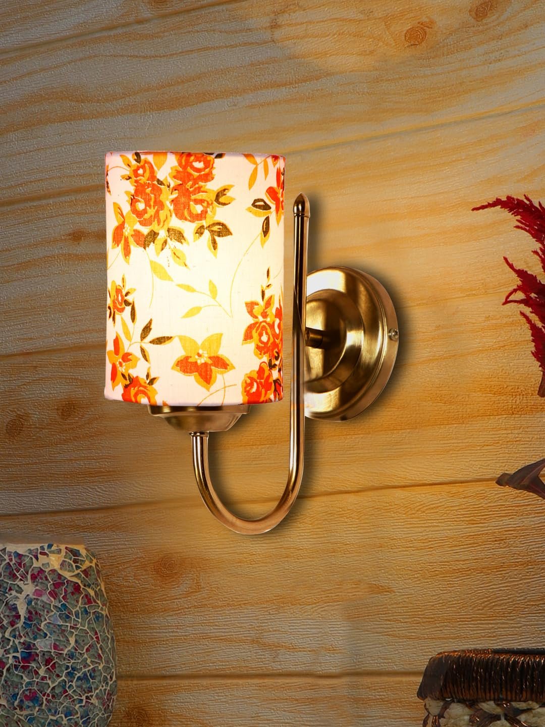 Maroon Jute Table lamp with Wood & Iron Base(146)