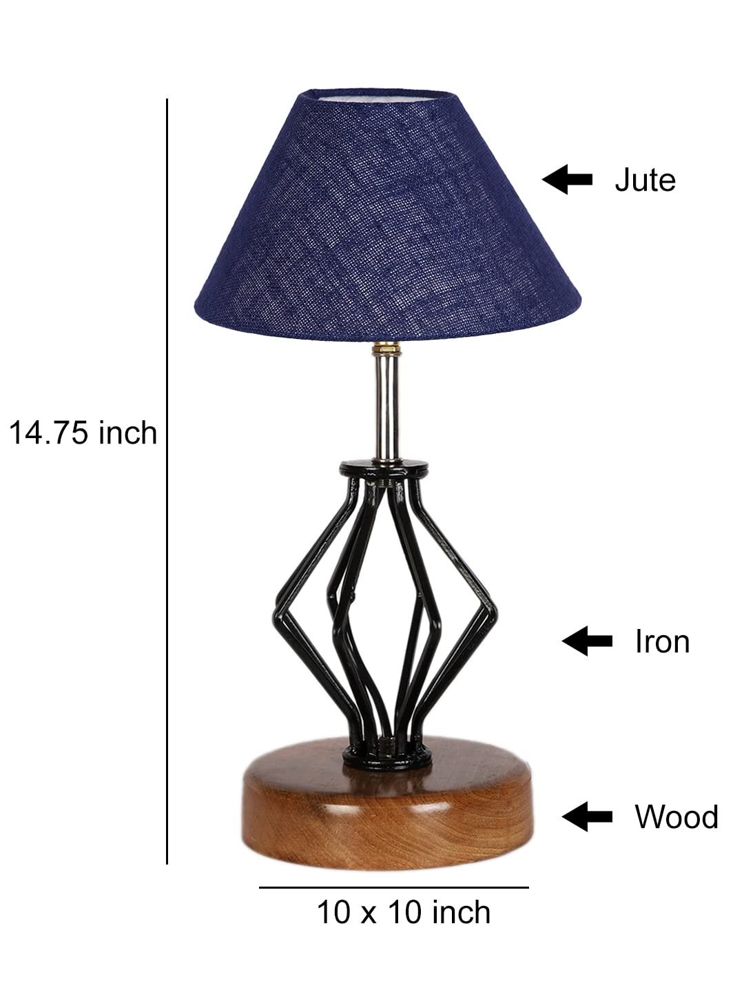 Blue Jute Table lamp with Wood & Iron Base(147)