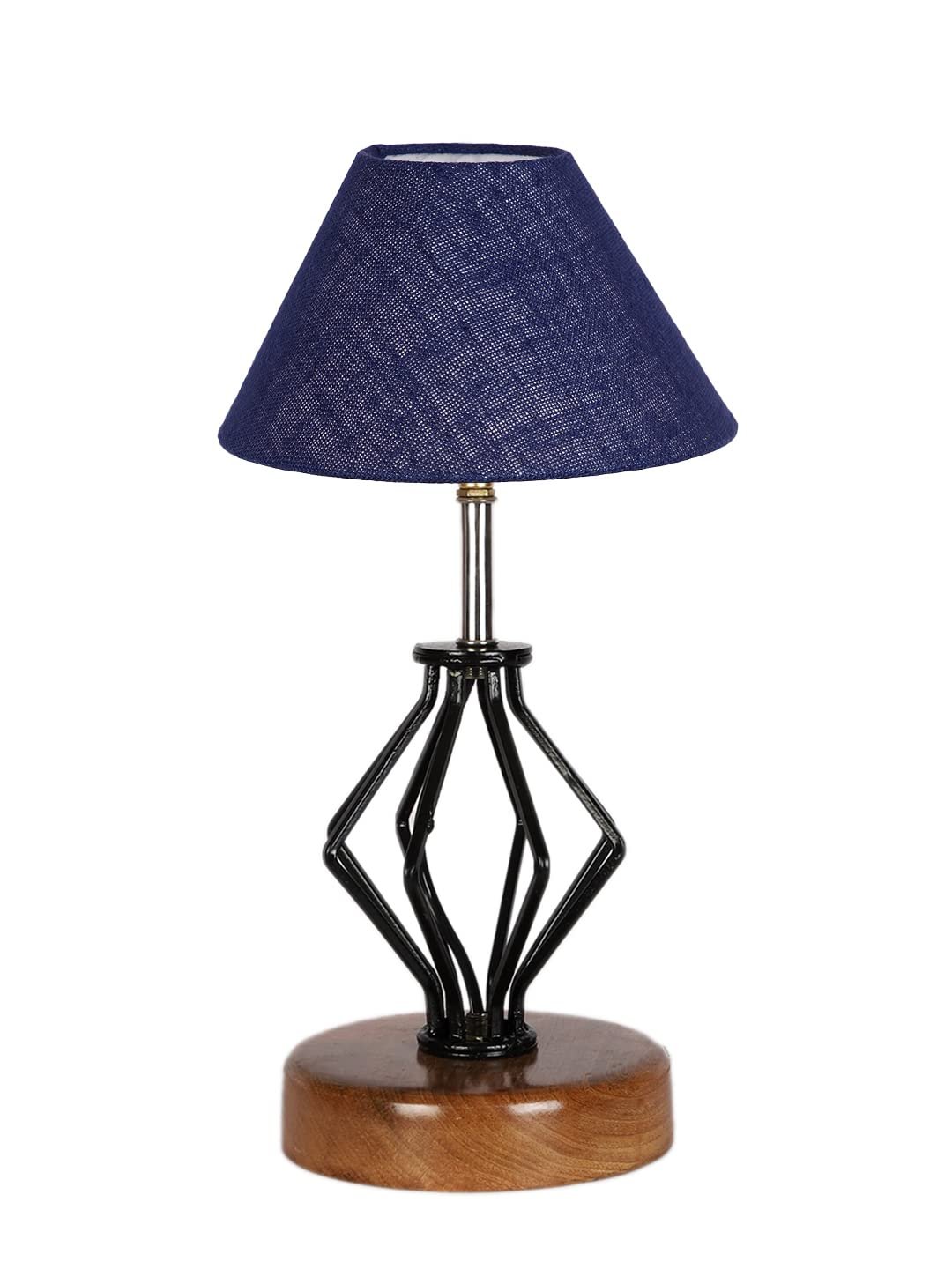 Blue Jute Table lamp with Wood & Iron Base(147)