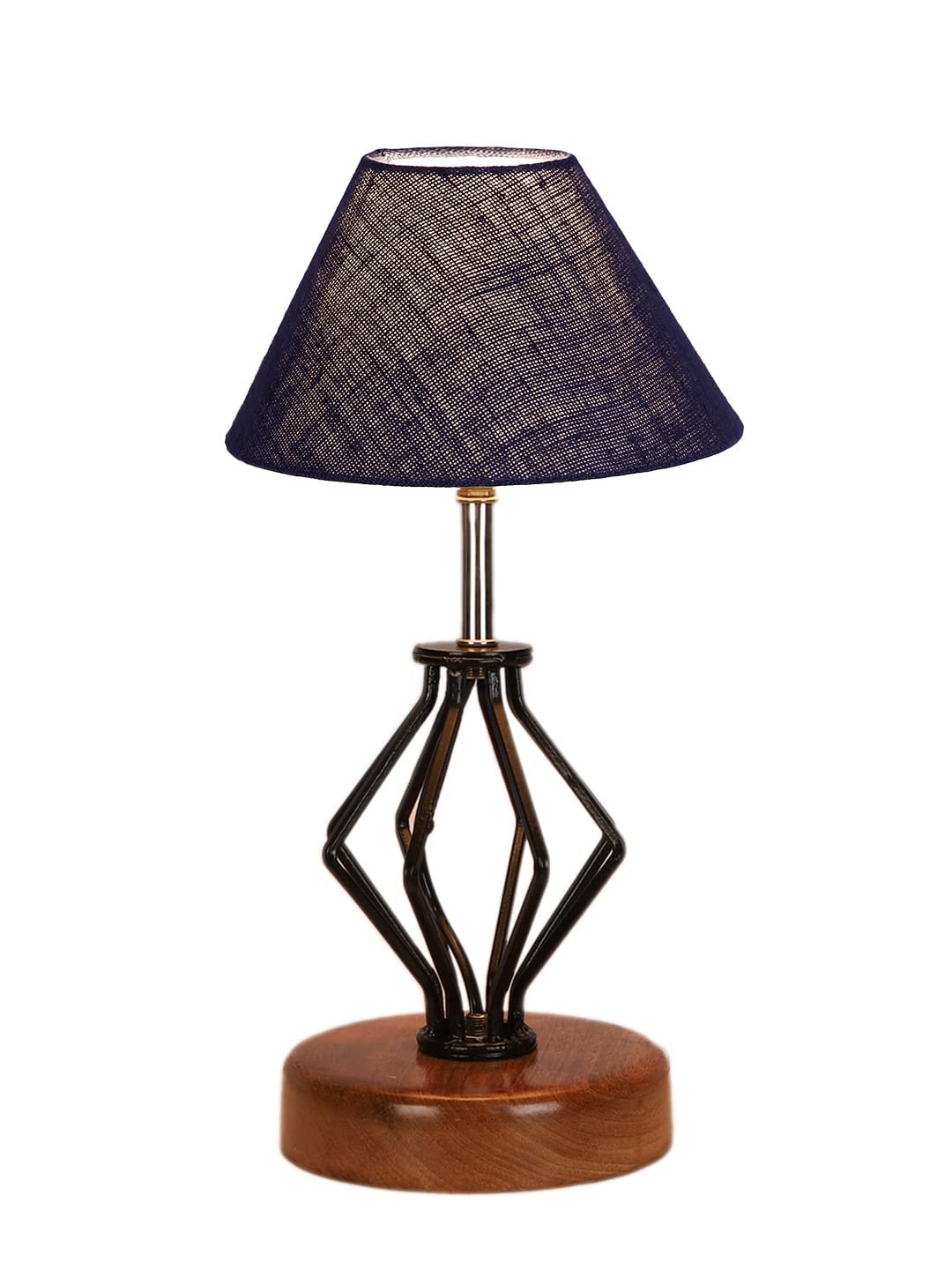 Blue Jute Table lamp with Wood & Iron Base(147)