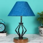 Turquoise Jute Table lamp with Wood & Iron Base(148)