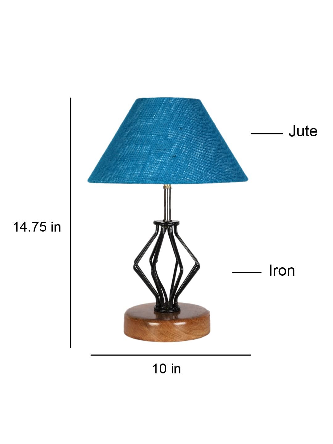 Turquoise Jute Table lamp with Wood & Iron Base(148)