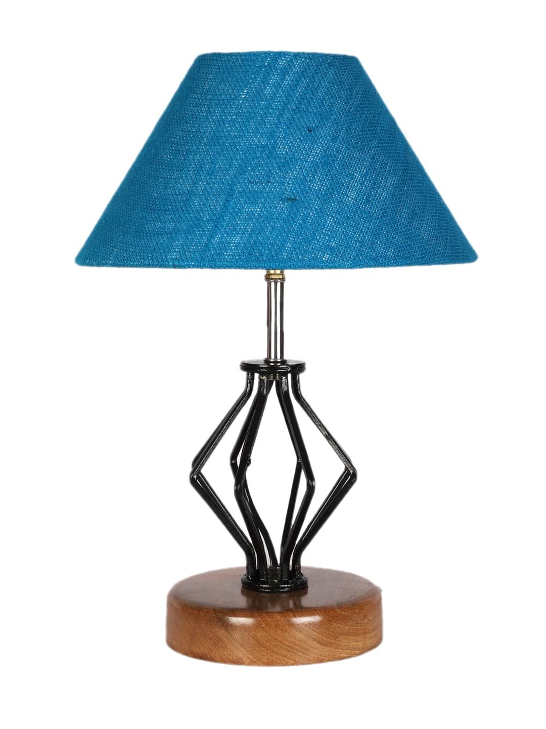 Turquoise Jute Table lamp with Wood & Iron Base(148)