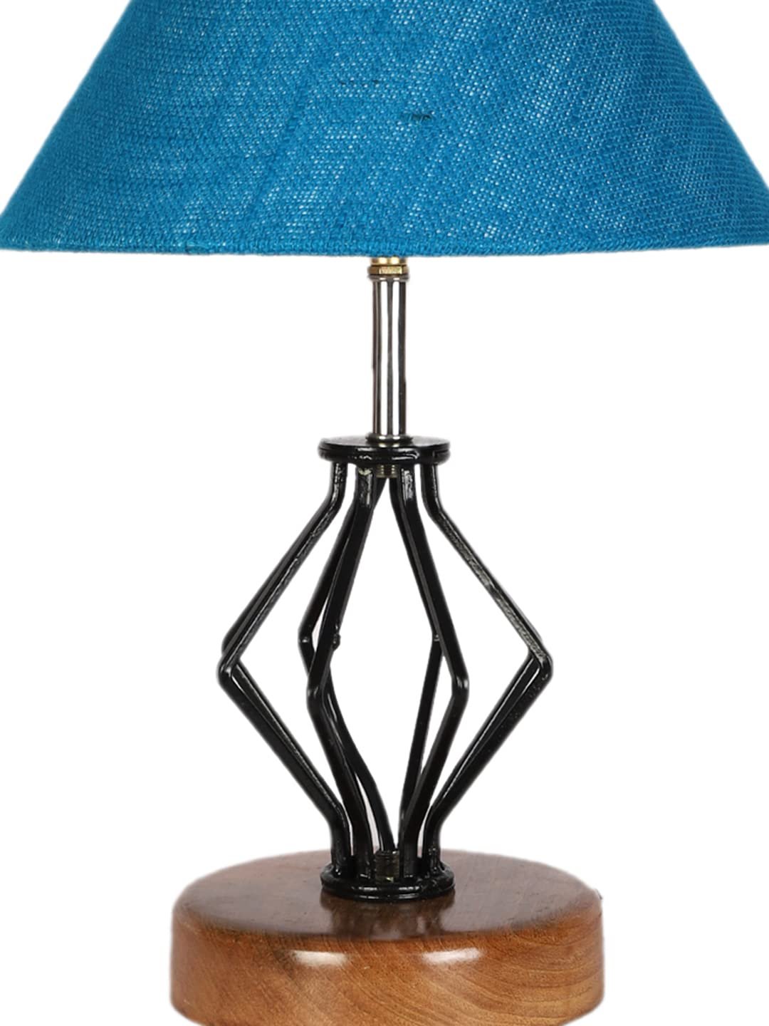 Turquoise Jute Table lamp with Wood & Iron Base(148)