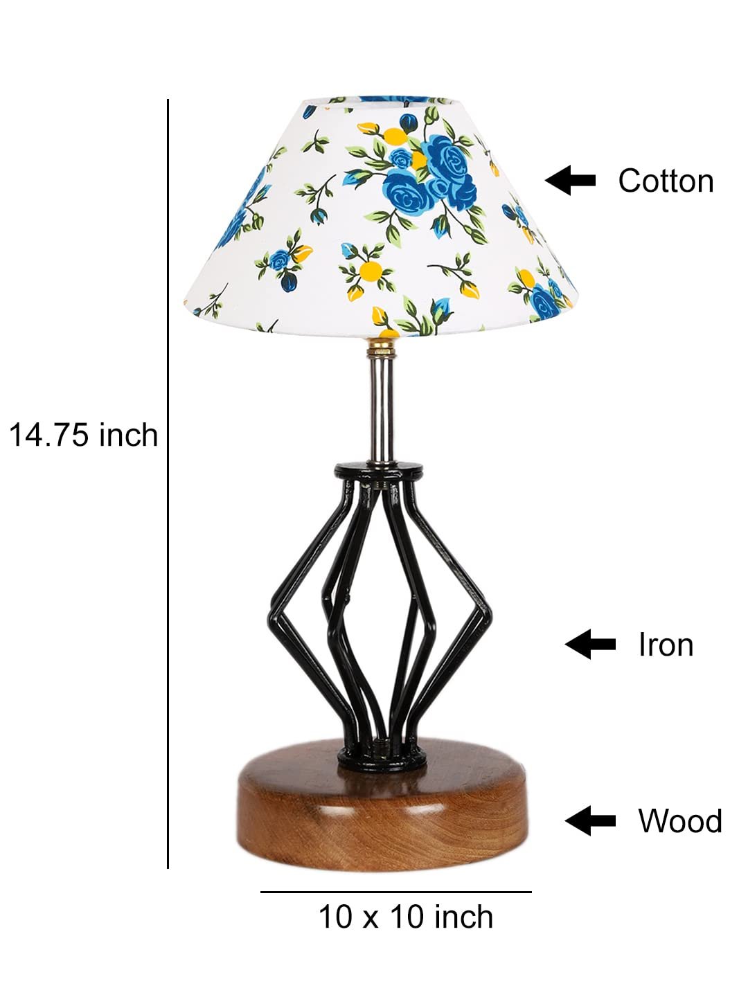Multicolor Cotton Table lamp with Wood & Iron Base(149)