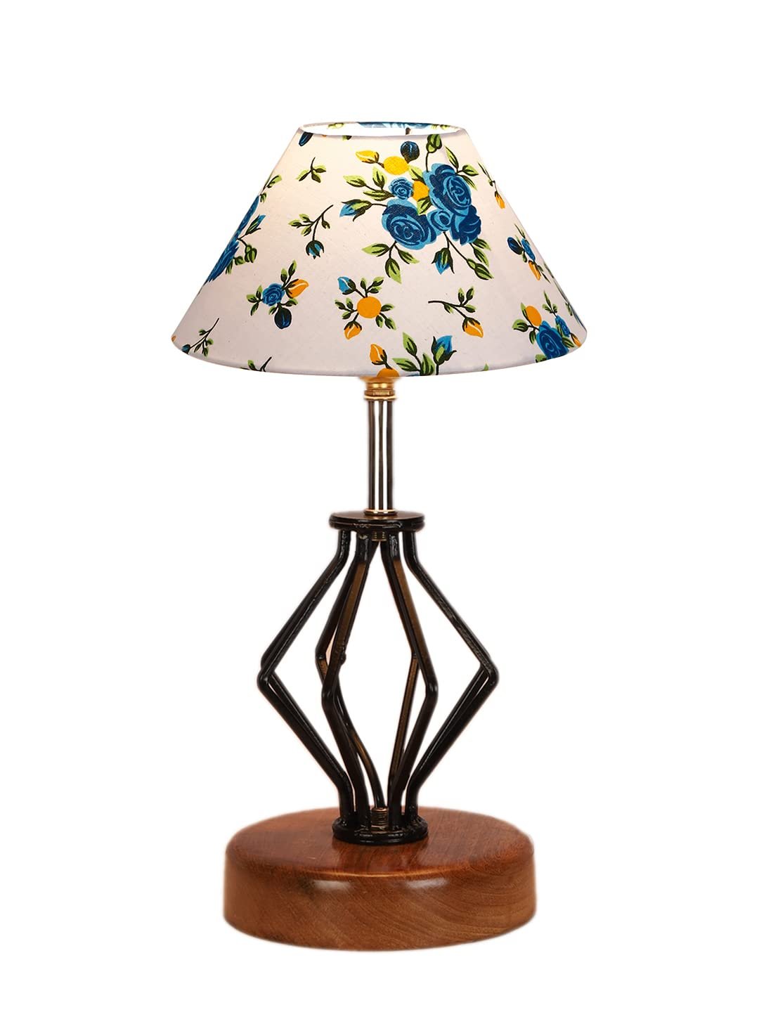 Multicolor Cotton Table lamp with Wood & Iron Base(149)