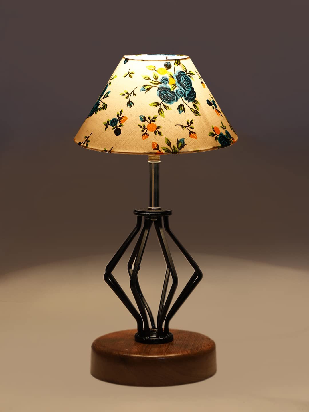 Multicolor Cotton Table lamp with Wood & Iron Base(149)