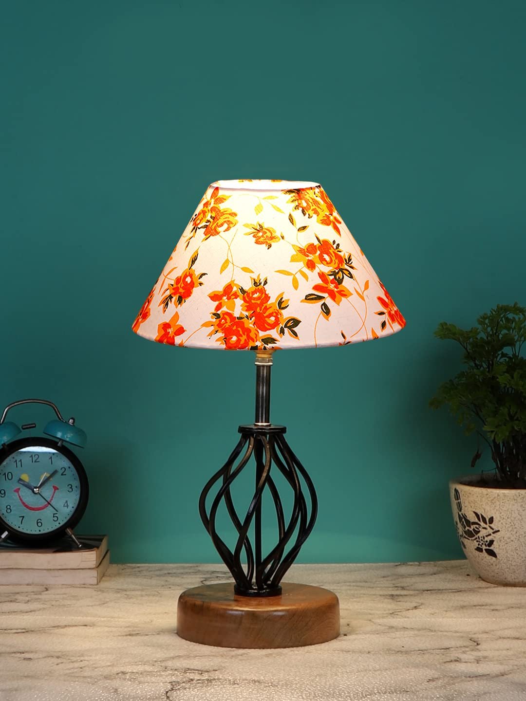 Multicolor Cotton Table lamp with Wood & Iron Base(14)