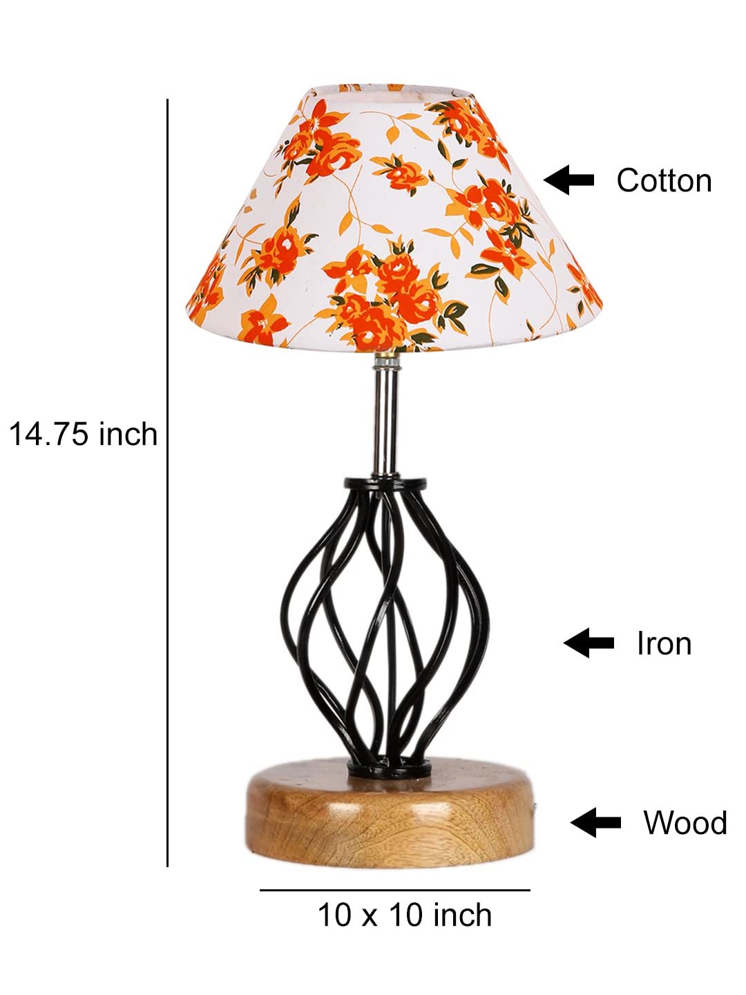Multicolor Cotton Table lamp with Wood & Iron Base(14)