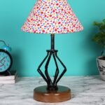 Multicolor Cotton Table lamp with Wood & Iron Base(151)