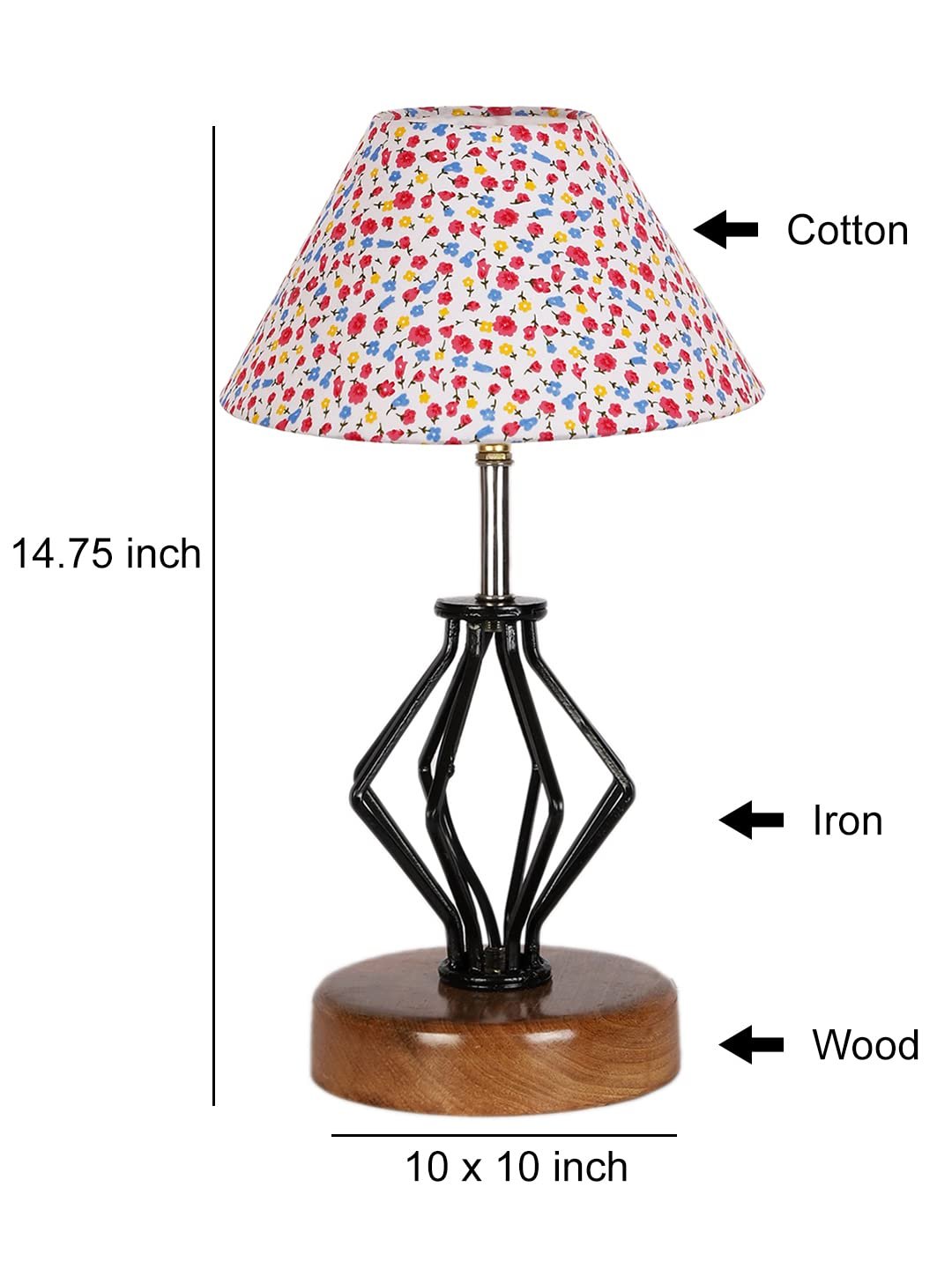 Multicolor Cotton Table lamp with Wood & Iron Base(151)