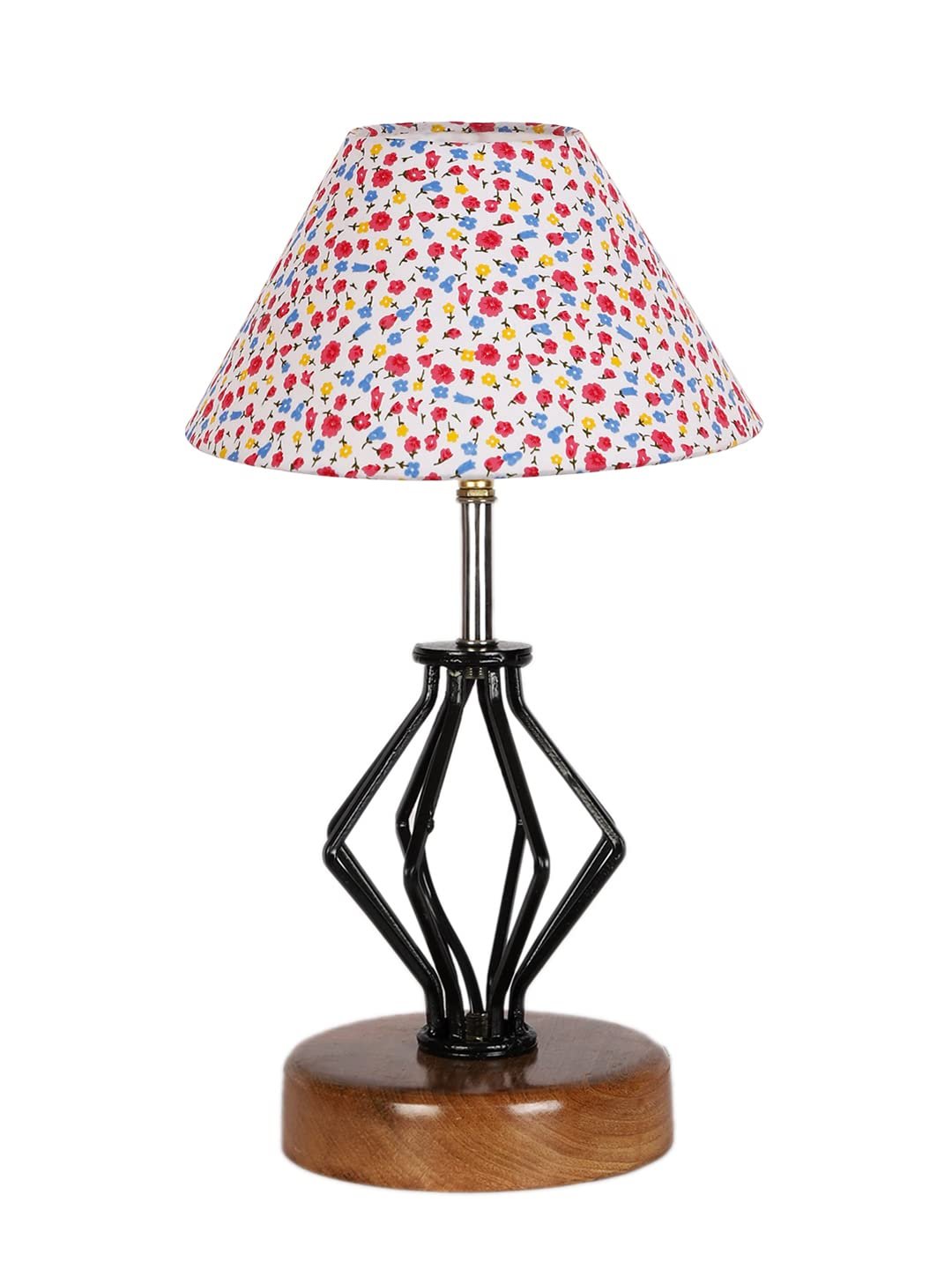 Multicolor Cotton Table lamp with Wood & Iron Base(151)