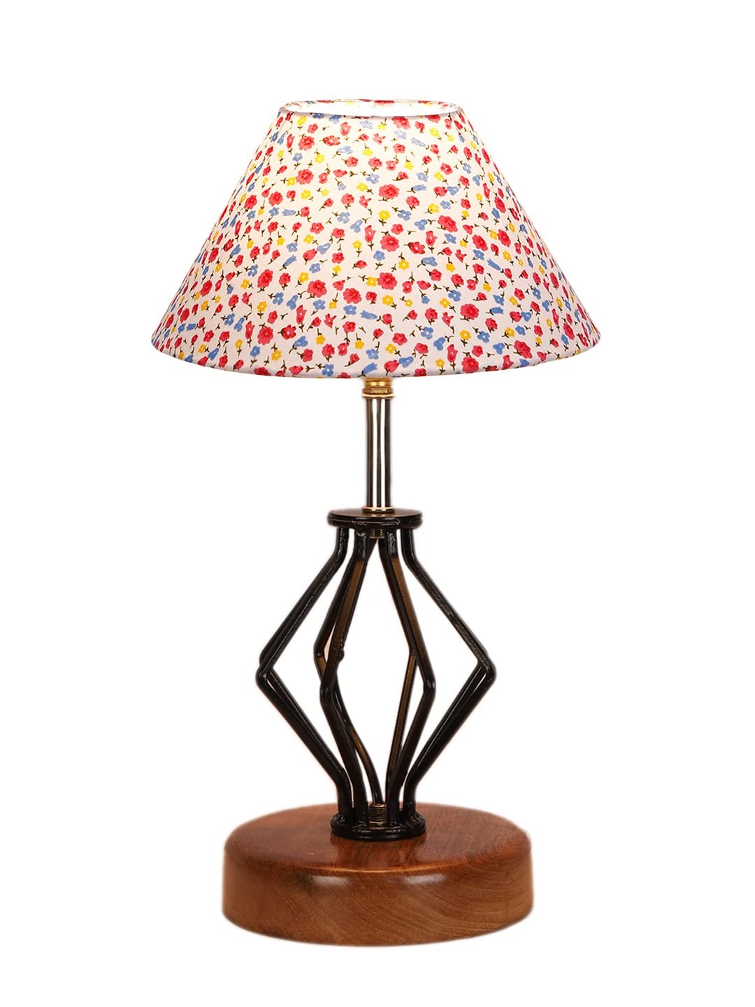 Multicolor Cotton Table lamp with Wood & Iron Base(151)
