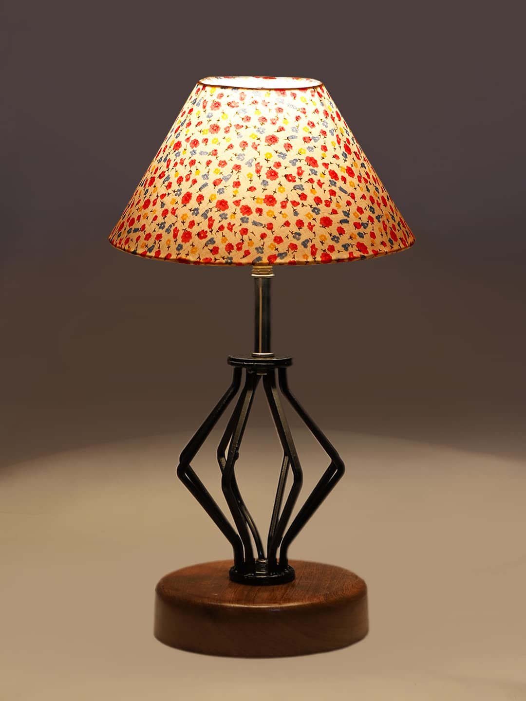 Multicolor Cotton Table lamp with Wood & Iron Base(151)