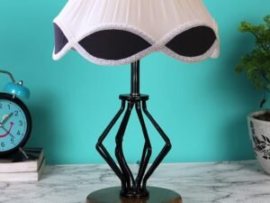 Vintage Multicolor Shade Table lamp with Wood & Iron Base (153)