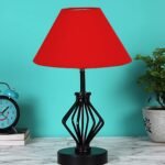 Red Cotton Table lamp with Iron Base(156)