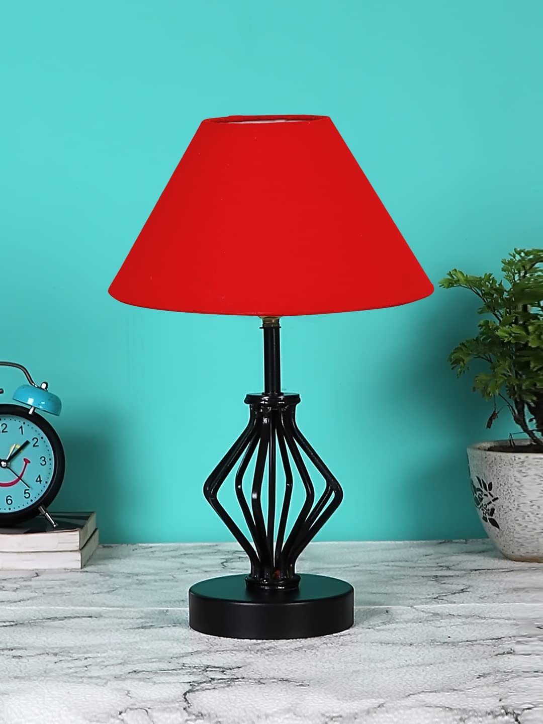 Red Cotton Table lamp with Iron Base(156)