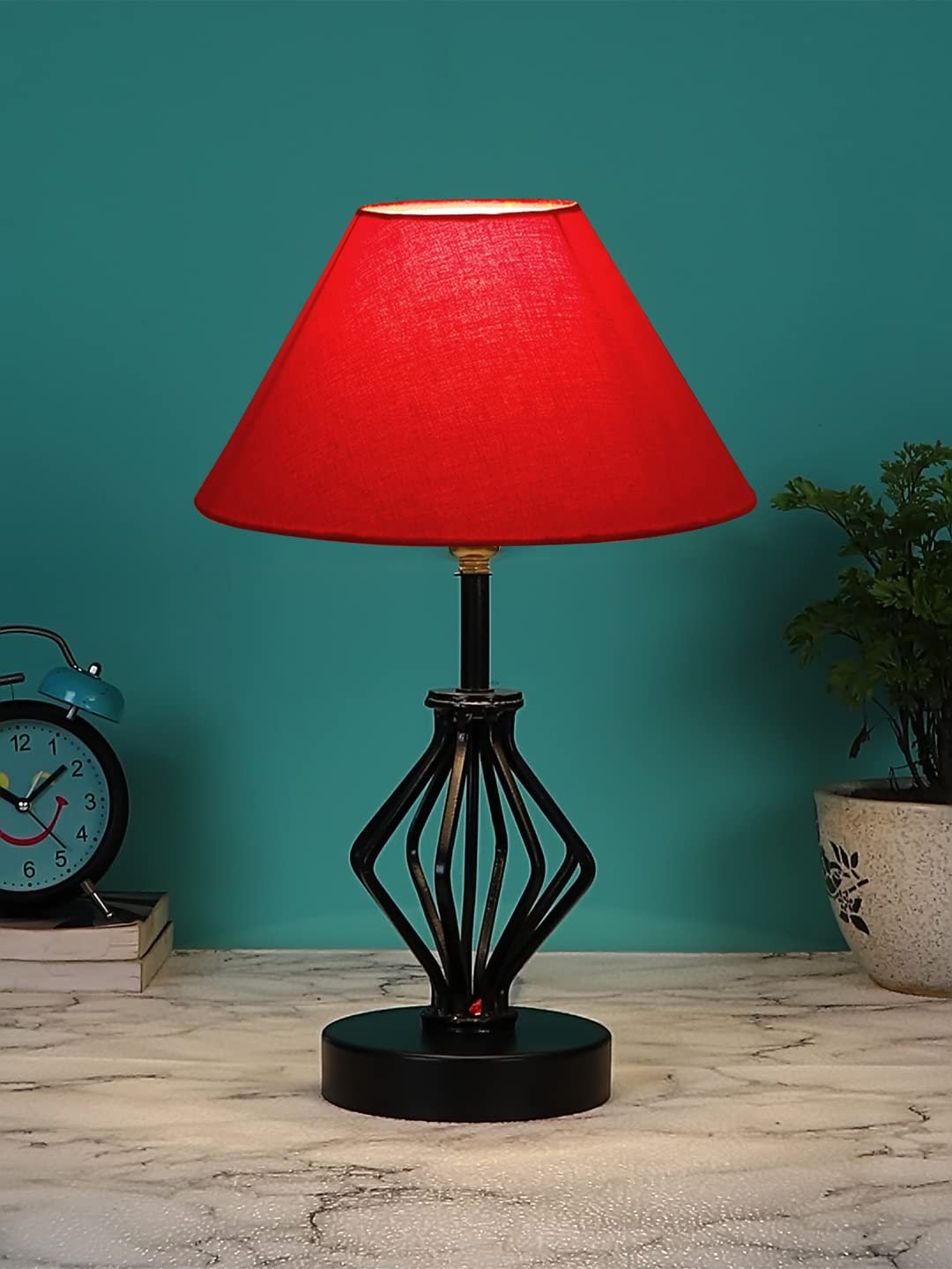 Red Cotton Table lamp with Iron Base(156)