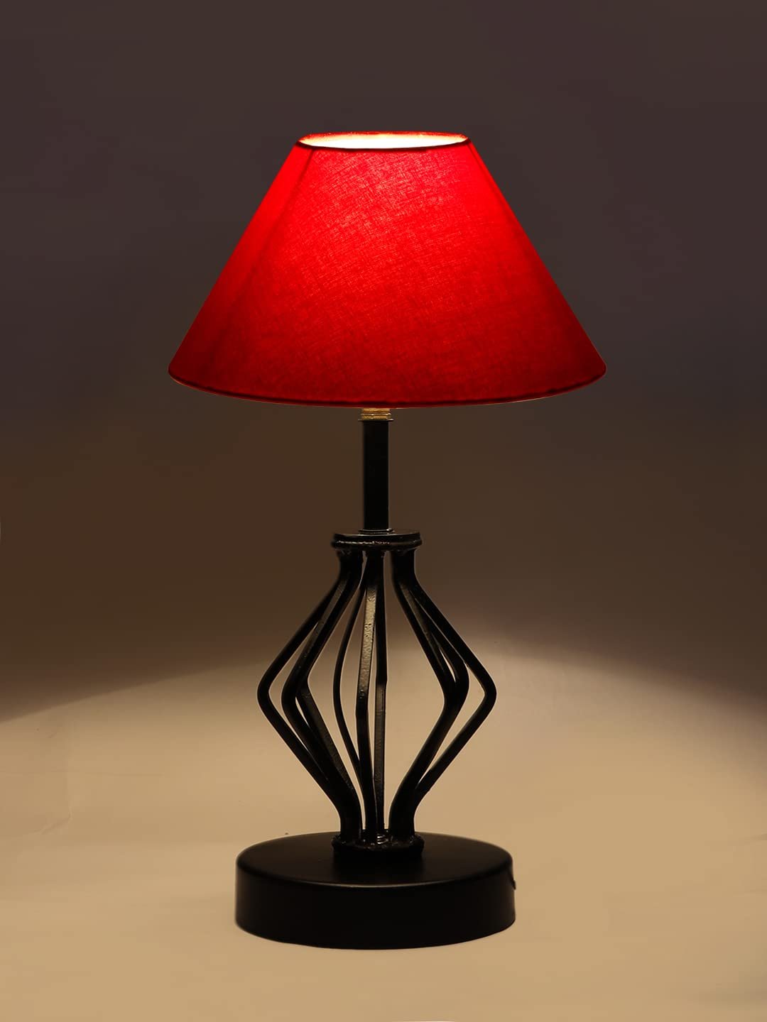 Red Cotton Table lamp with Iron Base(156)