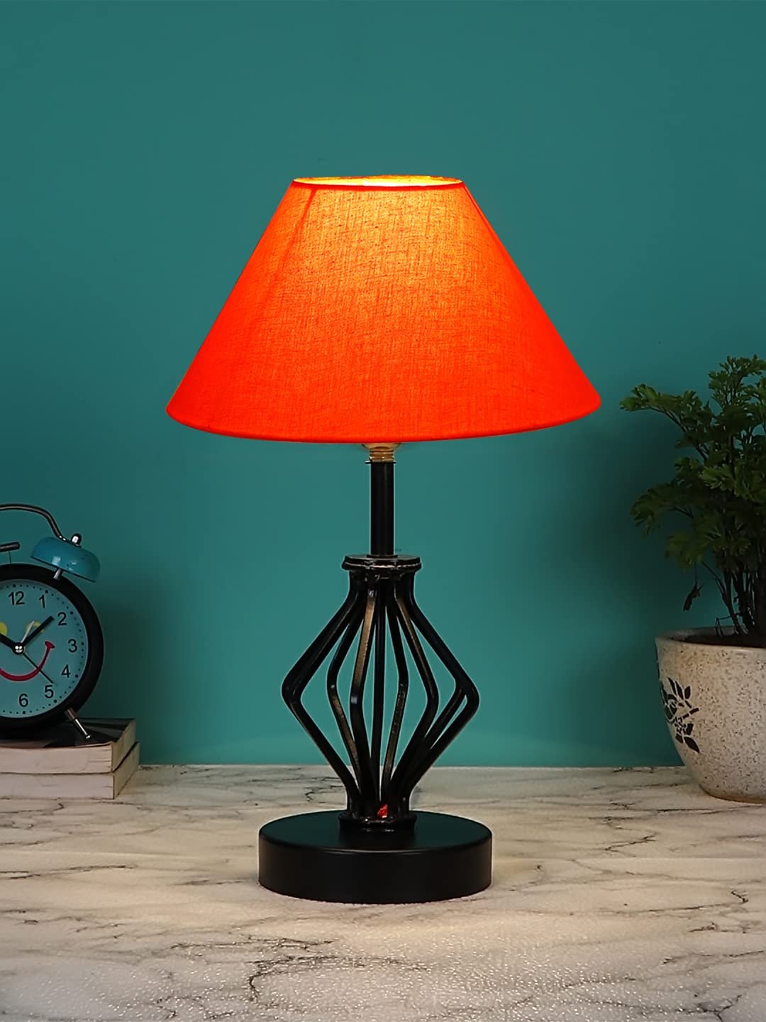 Orange Cotton Table lamp with Iron Base(157)