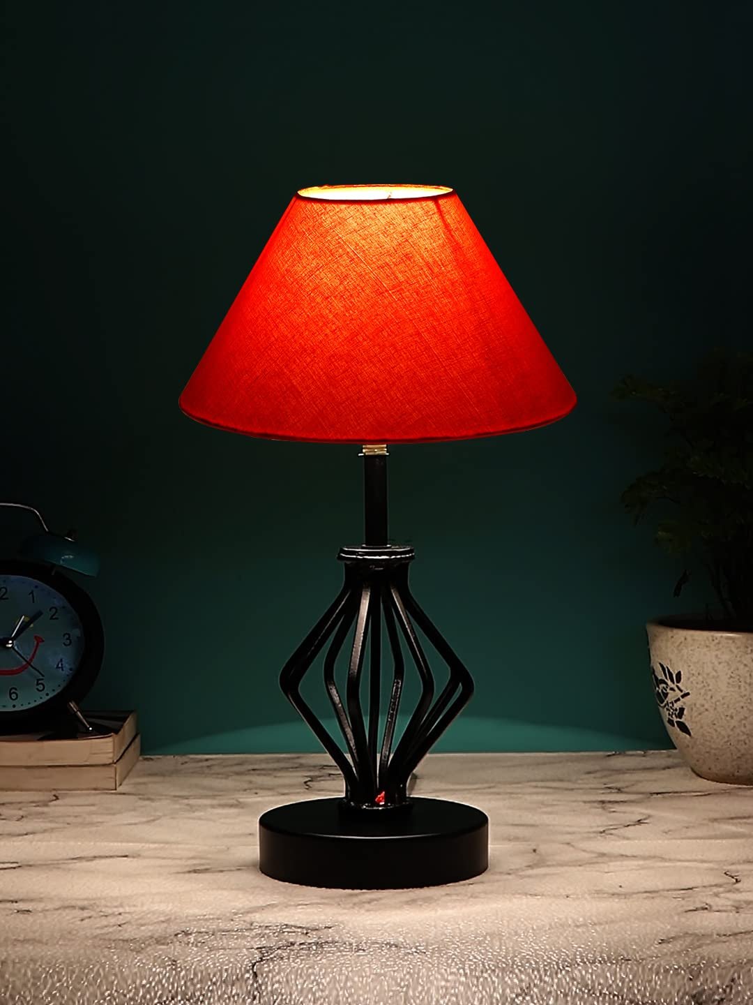 Orange Cotton Table lamp with Iron Base(157)