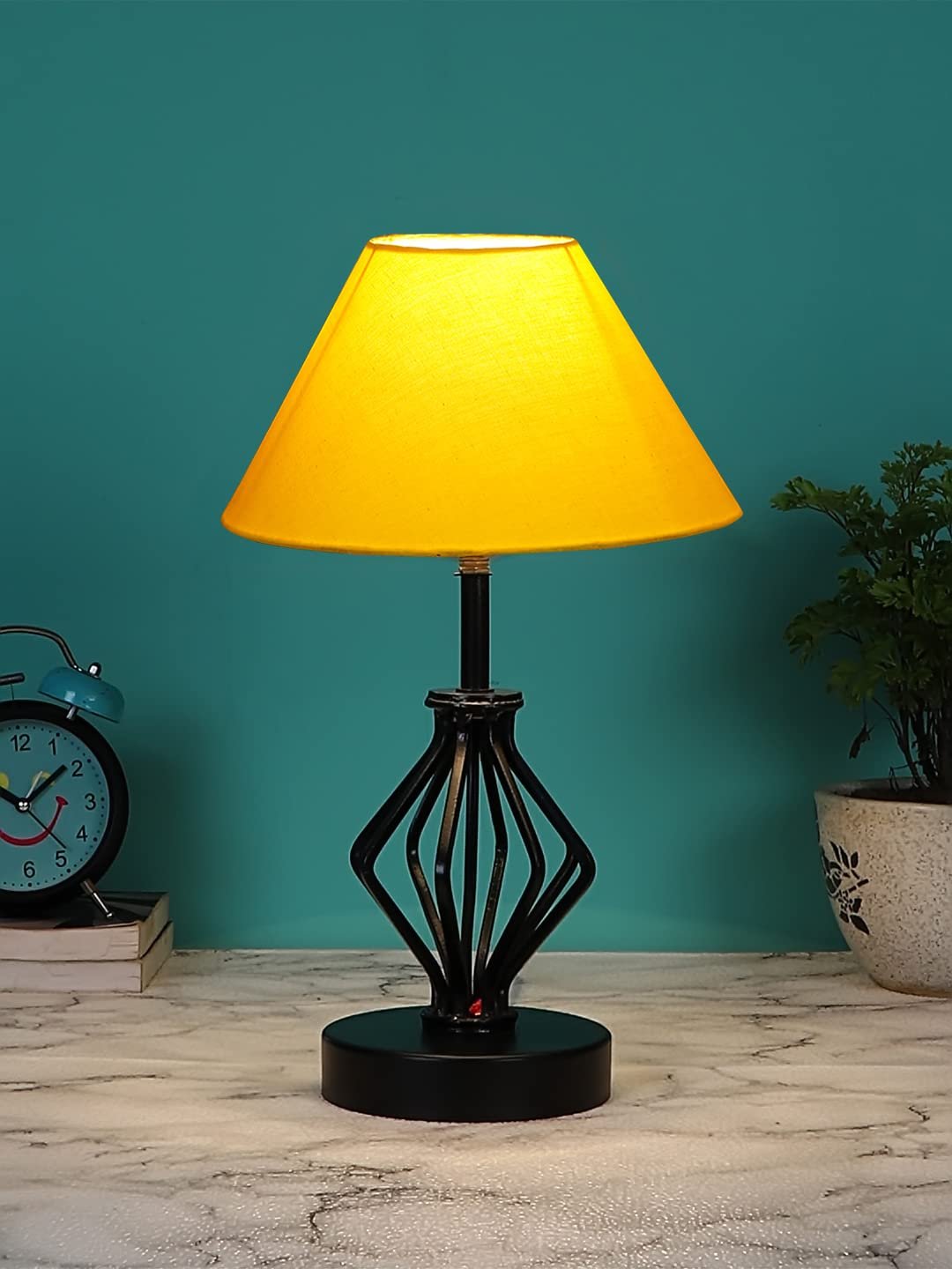 Yellow Cotton Table lamp with Iron Base(158)