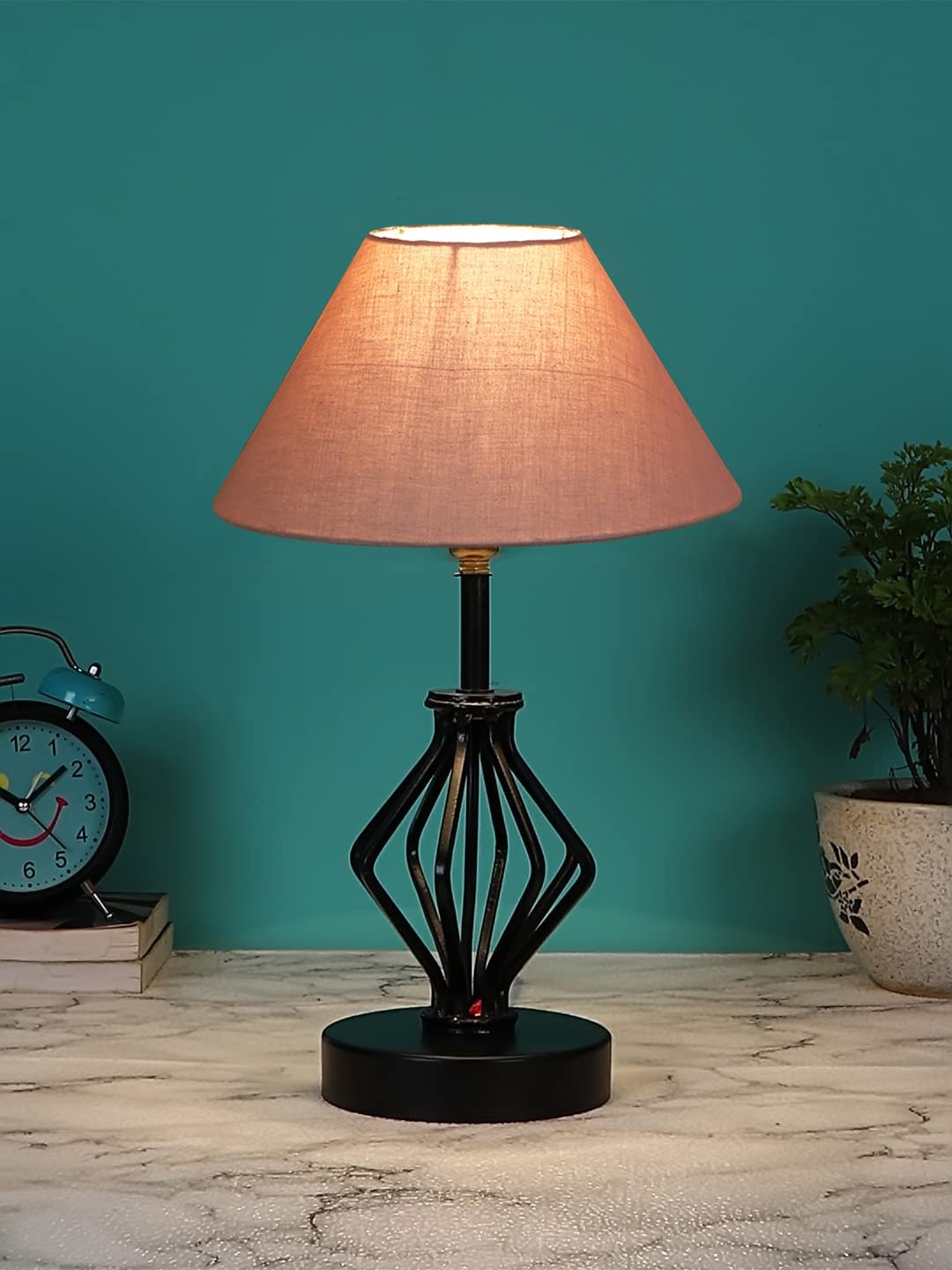 Grey Cotton Table lamp with Iron Base(159)
