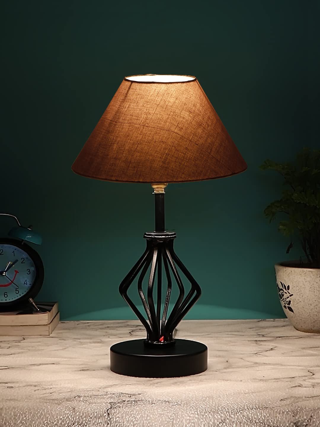 Grey Cotton Table lamp with Iron Base(159)