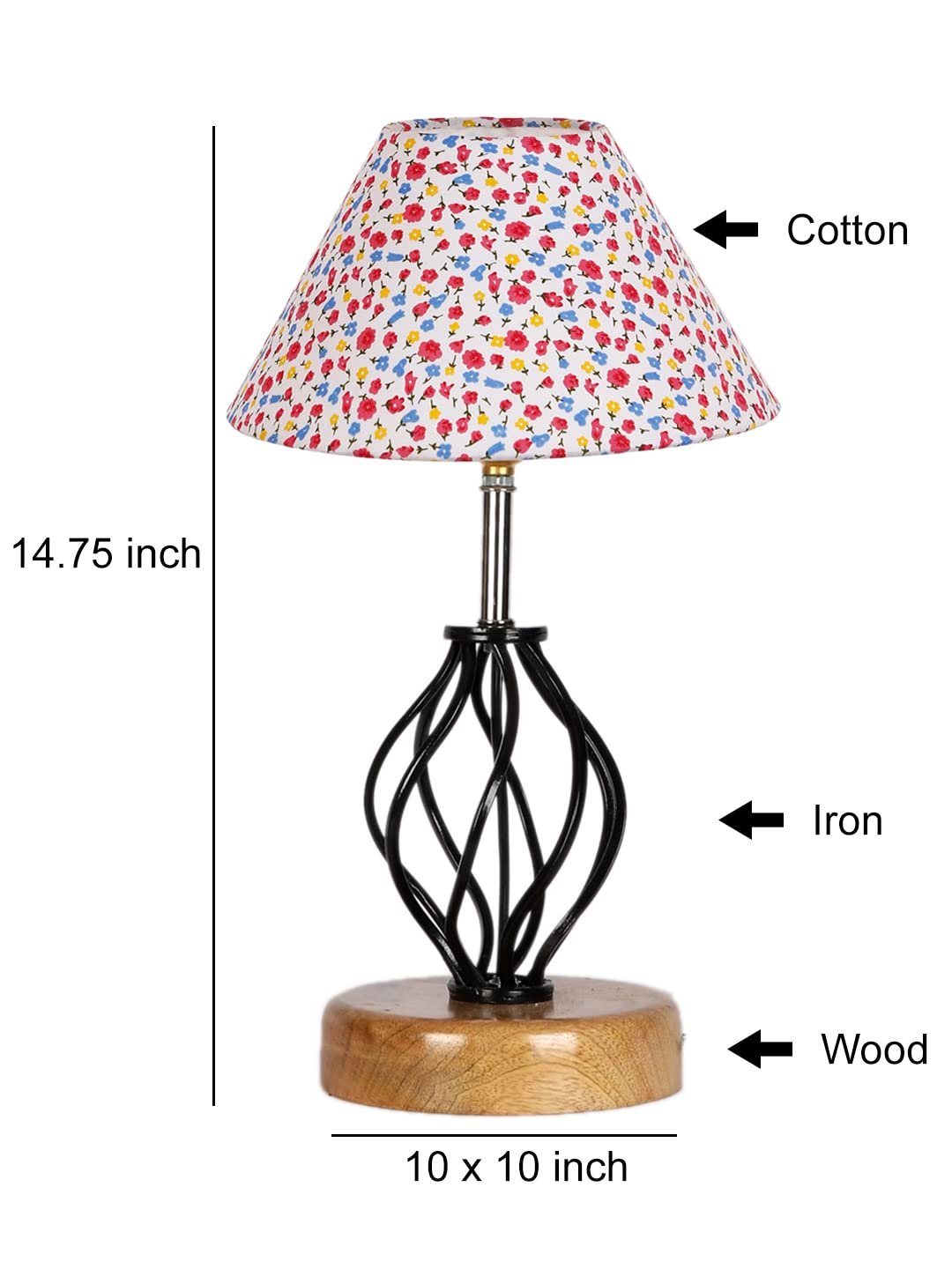 Multicolor Cotton Table lamp with Wood & Iron Base(15)